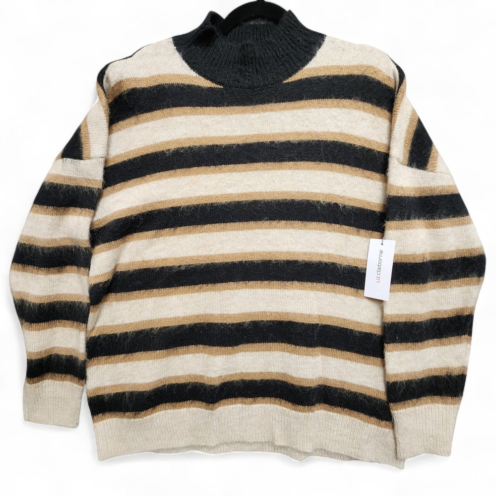 Liz Claiborne Knit Sweater Womens XXL Turtle Dove Caramel Heather Wool Blend NEW